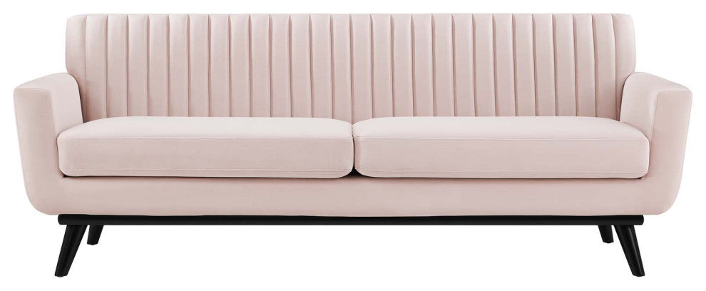 Engage Channel Tufted Performance Velvet Sofa Pink