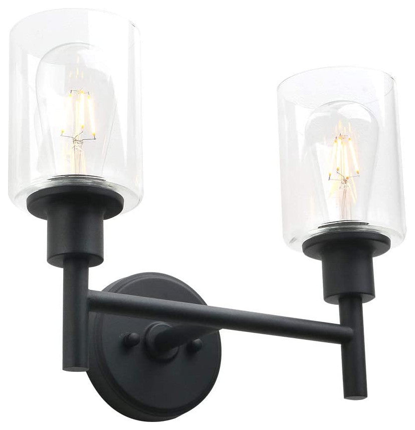 2 light black wall sconce light industrial vanity glass wall lamp