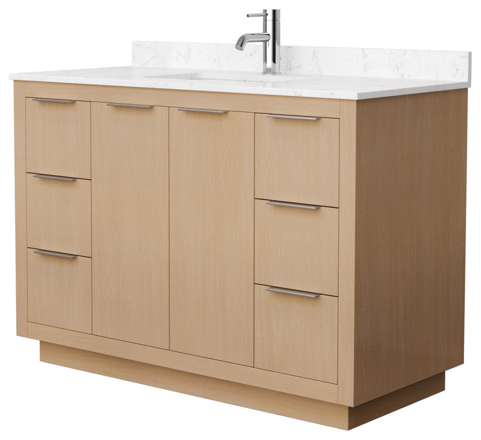 Maroni 48" Light Straw Single Vanity, LV Carrara Cultured Marble Top