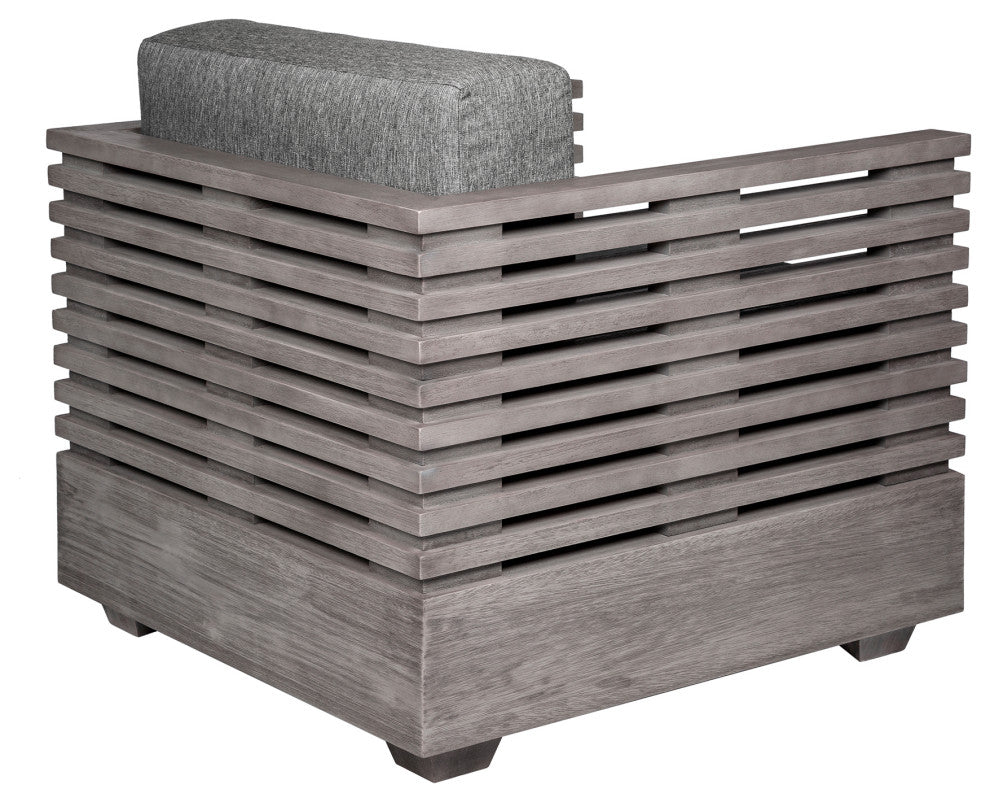Vivid Outdoor Patio Chair, Gray Eucalyptus Wood With Gray Olefin Cushions