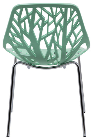 Leisuremod Asbury Plastic Stackable Dining Chair With Chromed Legs, Set of 2, Mint