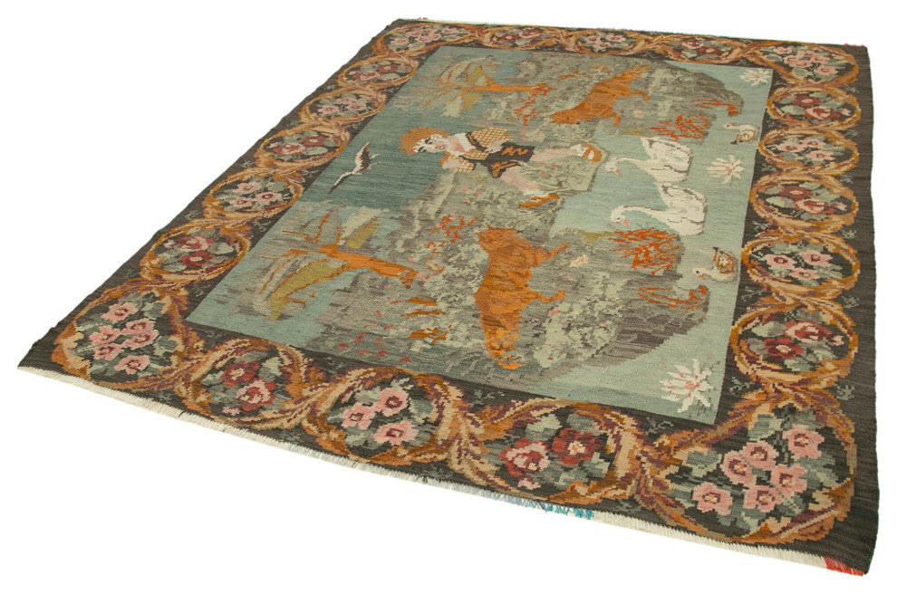 Rug N Carpet - Handmade Bessarabian 6' 7'' x 8' 0'' Unique Flatweave Kilim Rug