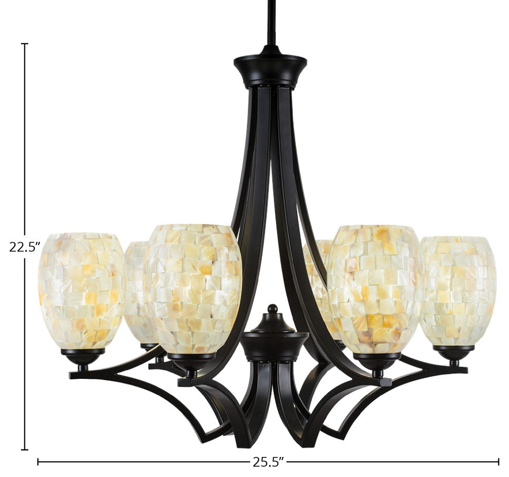 Chandeliers, 5" Ivory Glaze Seashell Glass