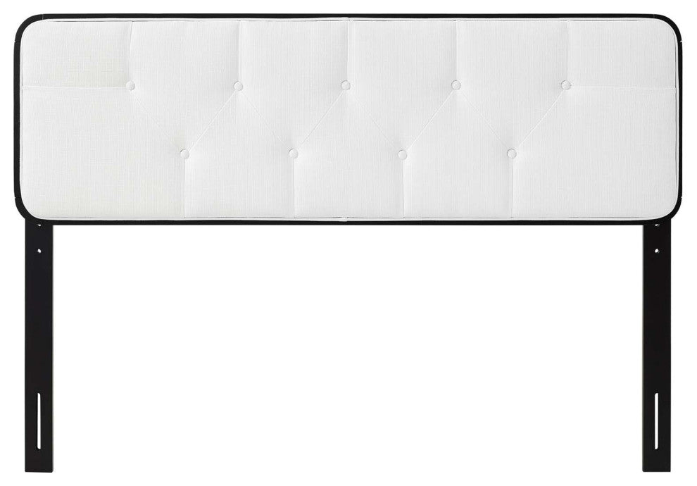 Tufted Headboard, Twin Size, Wood, Fabric, Black White, Modern Mid-Century