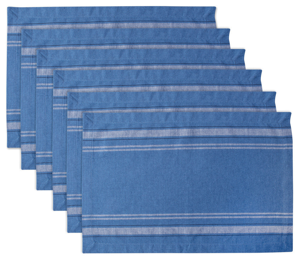 DII Blue Chambray French Stripe Placemat, Set of 6