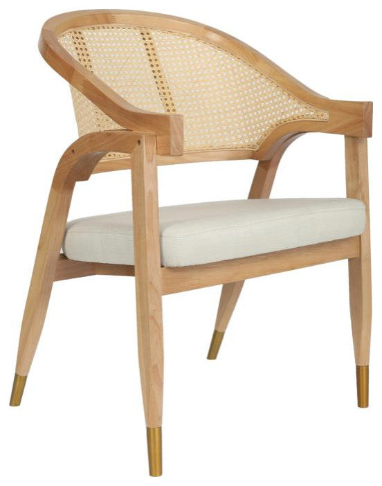 Naomi Commercial Cane Rattan Dining and Accent Chair, Natural