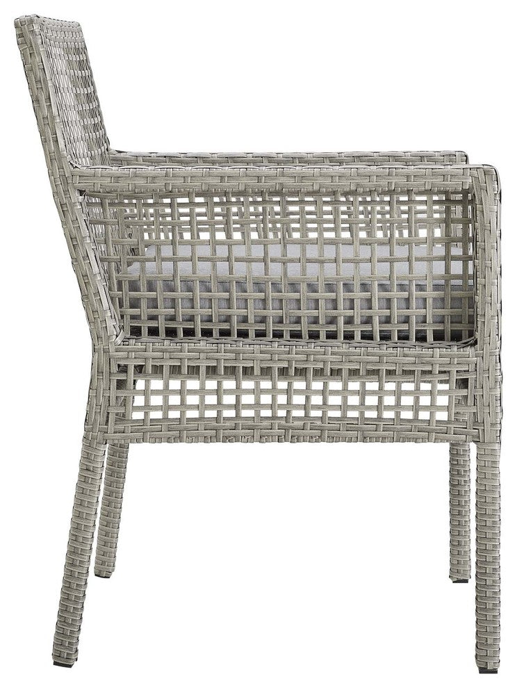 Aura Dining Armchair Outdoor Patio Wicker Rattan Set of 4, Gray Gray