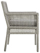 Aura Dining Armchair Outdoor Patio Wicker Rattan Set of 4, Gray Gray