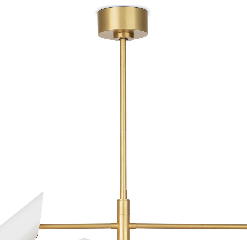 Vest Chandelier, White and Natural Brass