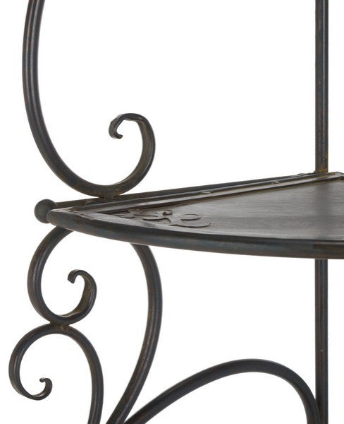 Safavieh Turuca 4 Tier Corner Shelf, Black Rust