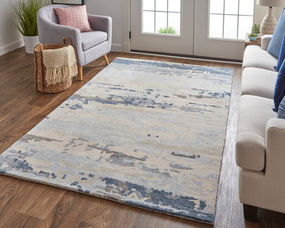 Weave & Wander Everley Wool Rug, Ivory Sand/Ice Blue, Rug, 8'x10'