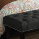 Ercole Upholstered Tufted Bench, Charcoal, 35"