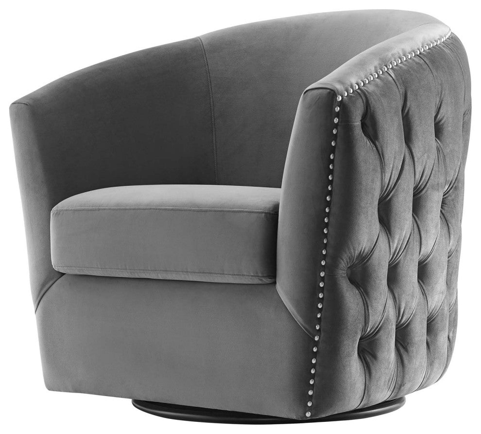 Armchair Accent Chair, Set of 2, Velvet, Gray, Modern, Lounge Hospitality