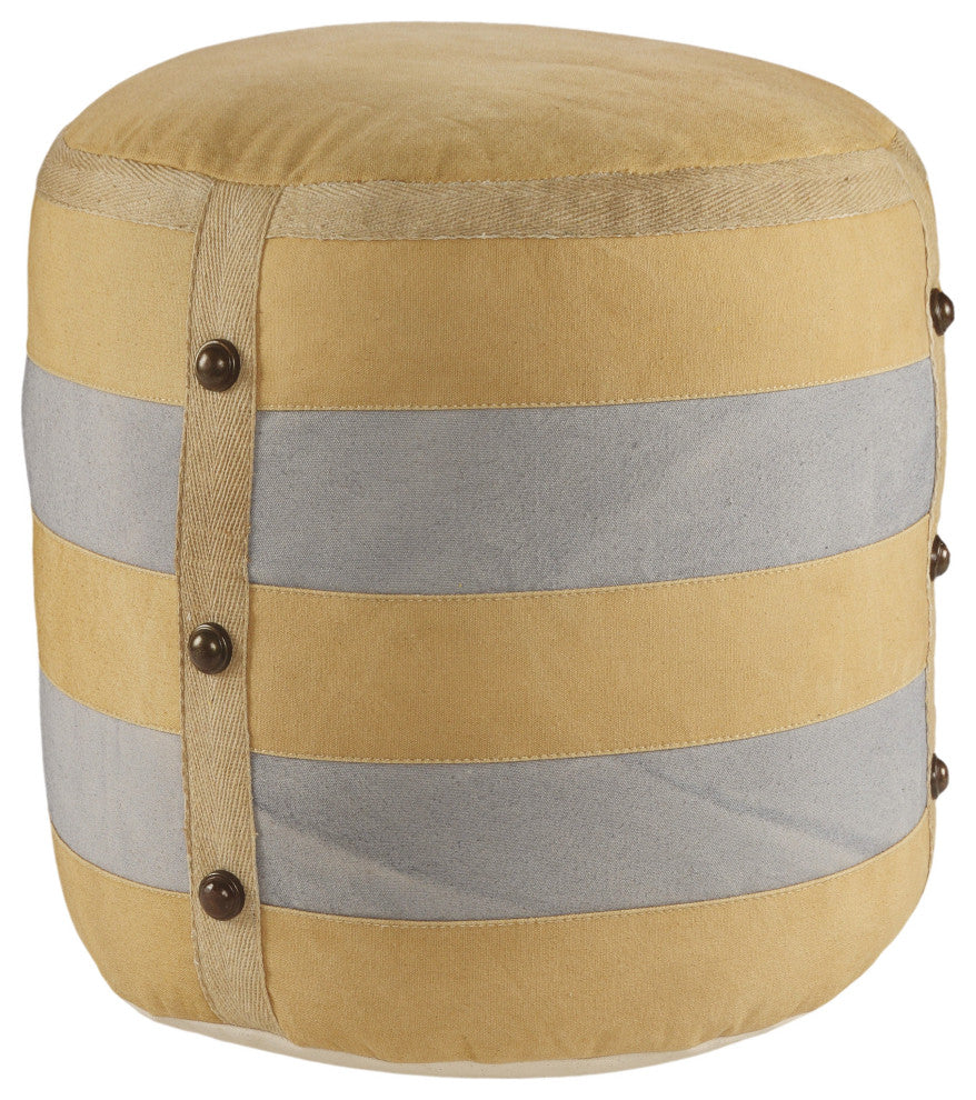 Rustic Farmhouse Striped Pouf