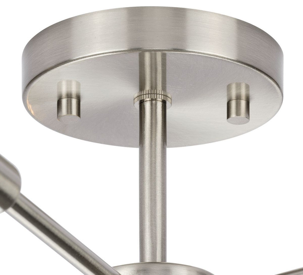 Delayne Collection 16" 5-Light Brushed Nickel Etched Glass Semi-Flush Light