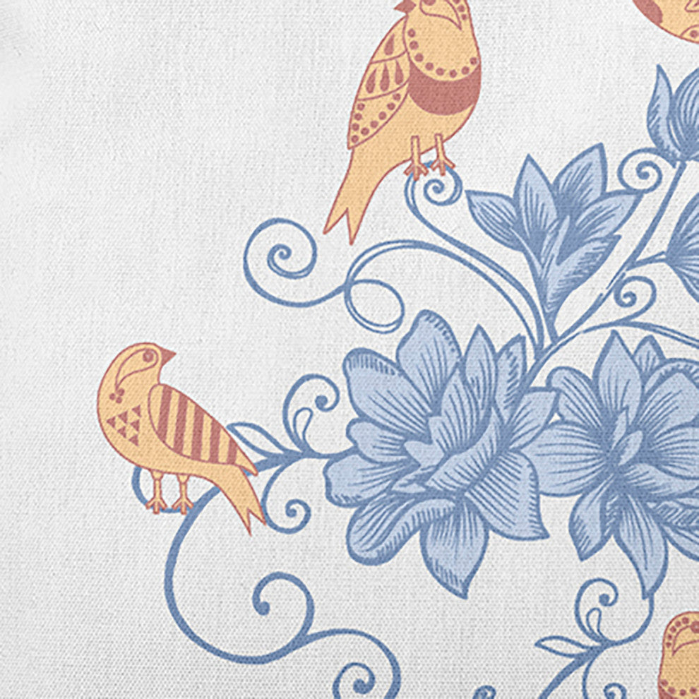 Birds And Flowers Decorative Throw Pillow, Rusty Mauve, 20"x20"