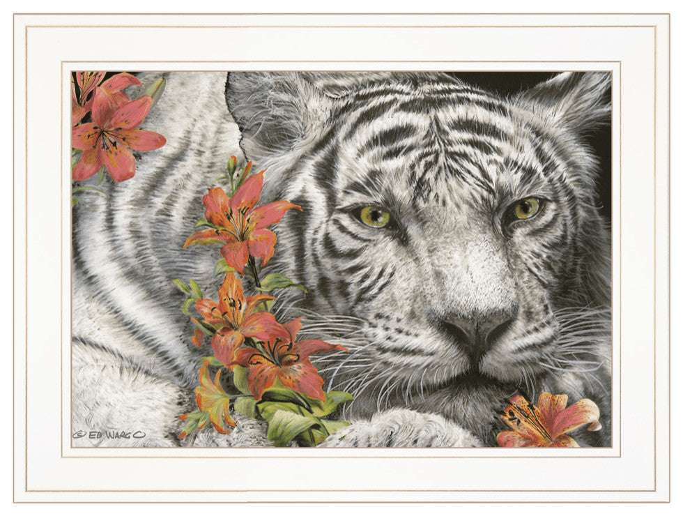 Tiger Lily 2 White Framed Print Wall Art