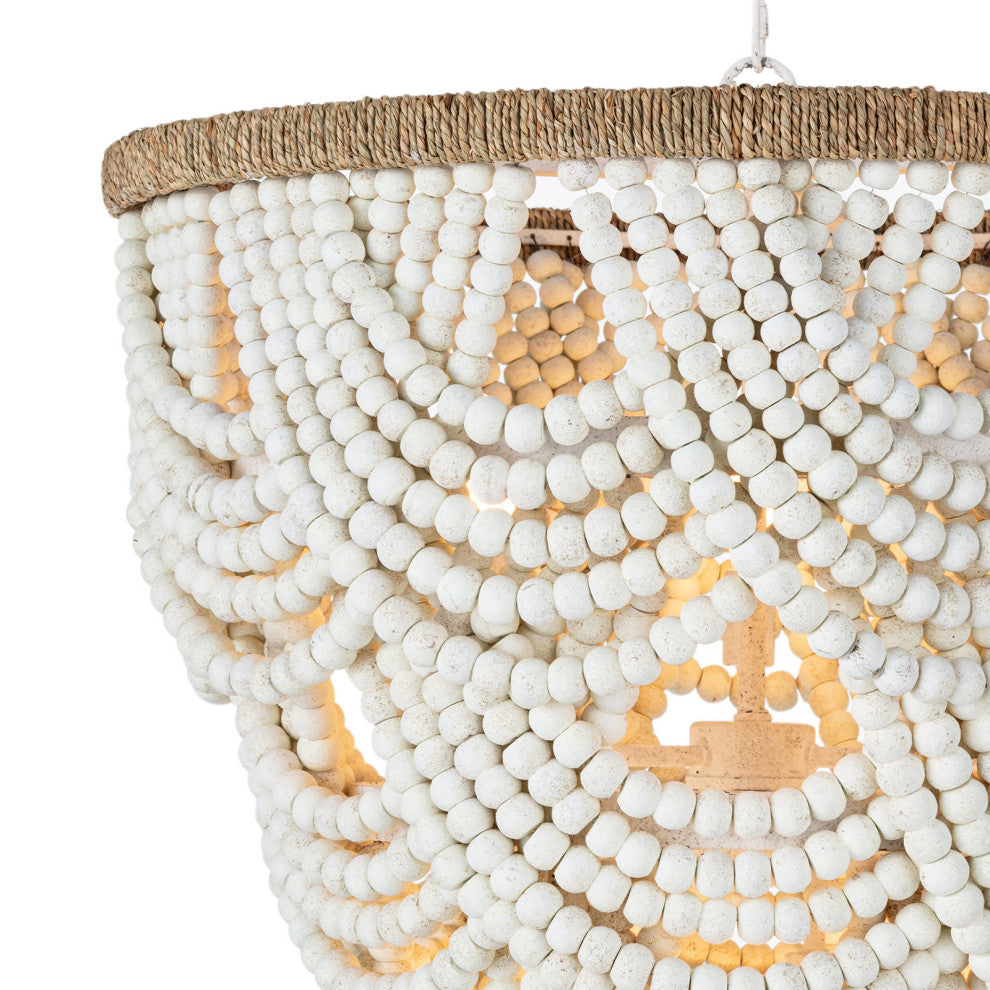 Regina Andrew Lorelei Wood Bead Chandelier, White
