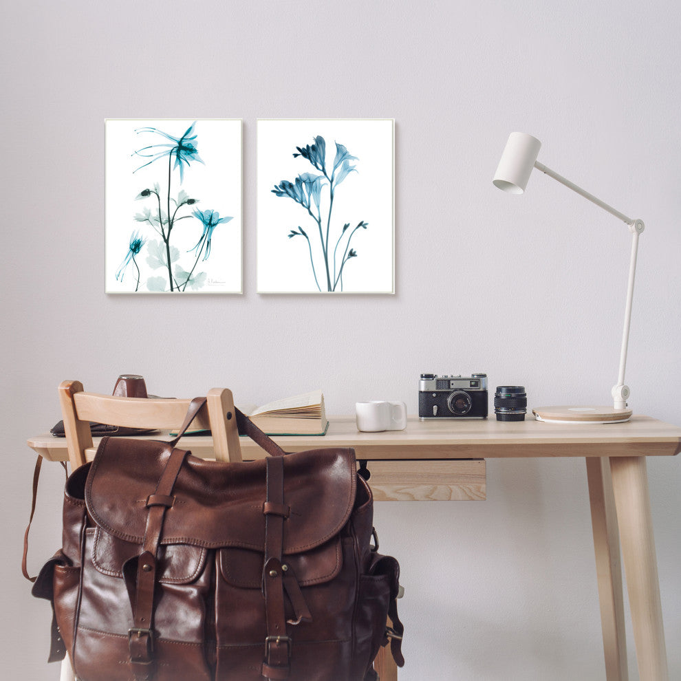Beautiful Minimalist Blue Flower Plant Stem Photograph, 2pc, each 10 x 15
