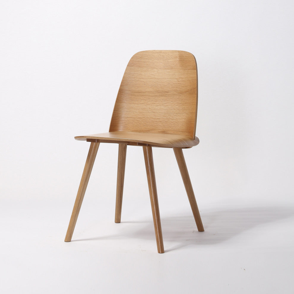Elite Living Noma Modern, Set of 2, Wooden Dining Side Chair, Natural Brown