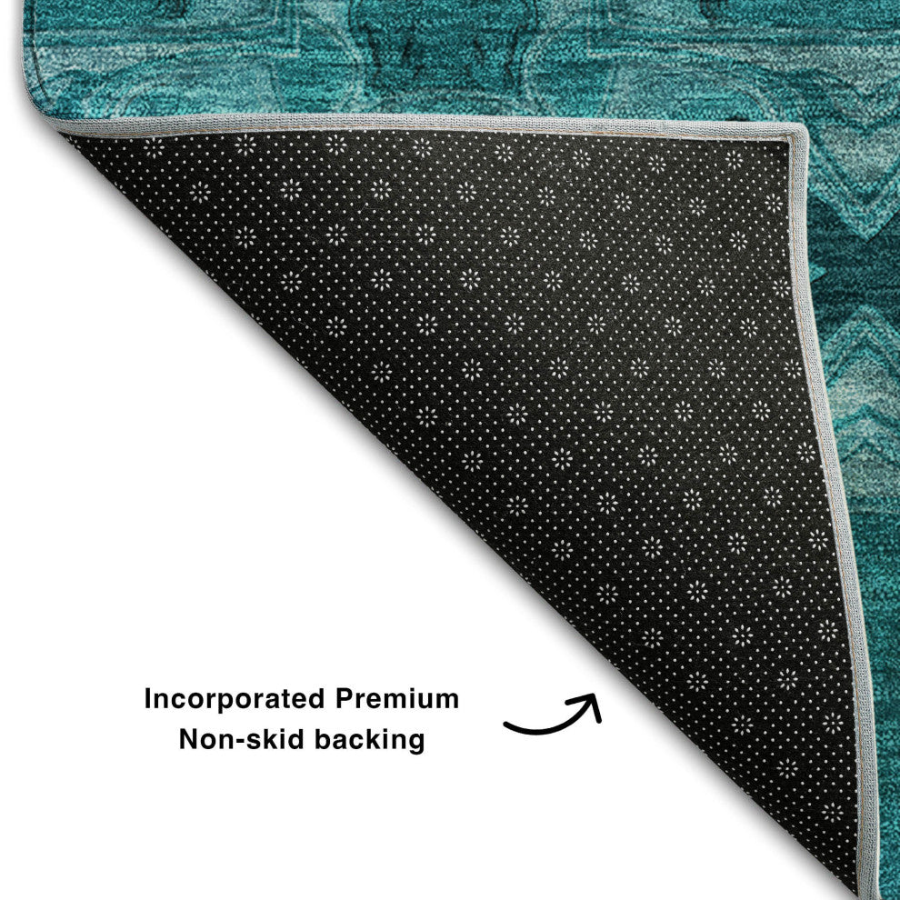 Premium Machine Washable Mayfield AMF564 Teal 5' x 7'6" Rug