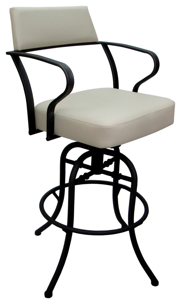 Swivel Tilt Metal Counter 26" or Bar 30" Stool - Carolina, Ocean Beige Vinyl - Black, 30"