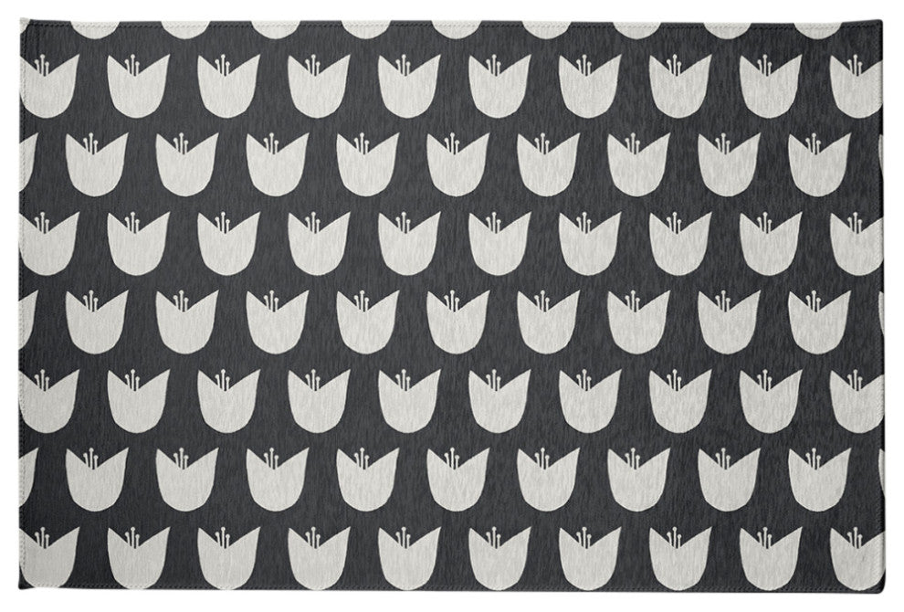 Simple Tulip Design Spring Chenille Rug, Pepper, 2'x3'