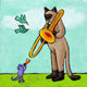 Marmont Hill, "Cat and Mouse Music" by Janet Nelson on Wrapped Canvas, 18x18