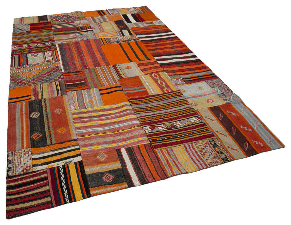 Rug N Carpet - Handmade Oriental 6' 8'' x 9' 10'' Tribal Patchwork Kilim Rug