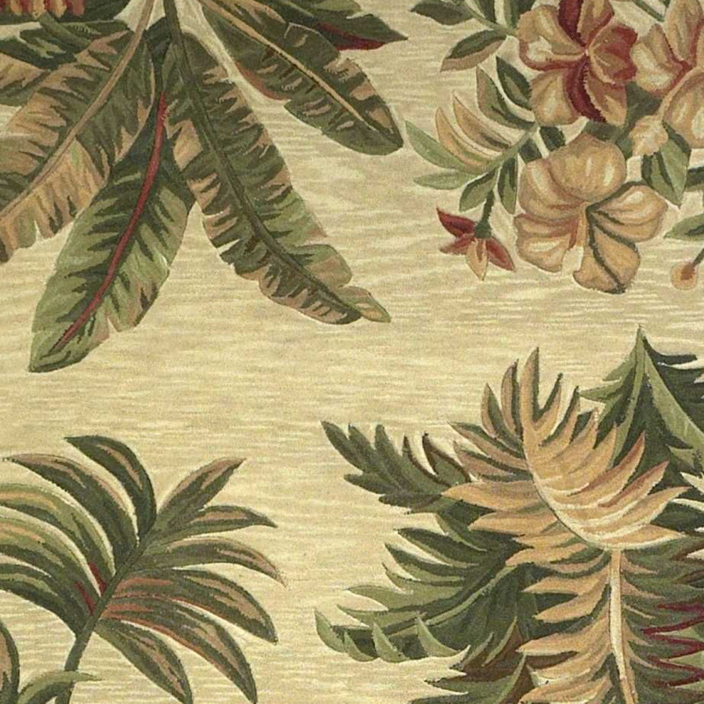 HomeRoots 5' x 8' Wool Ivory Area Rug