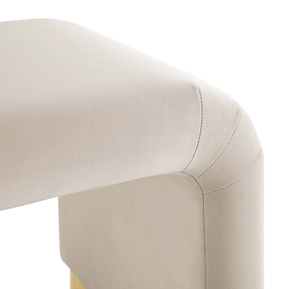 Koda Performance Velvet Waterfall Stool - Brass Almond