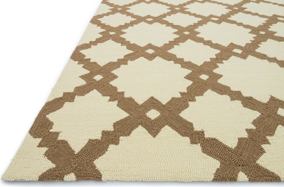 Loloi Venice Beach In/out Geometric Area Rug, Ivory and Taupe, 5'x7'6"