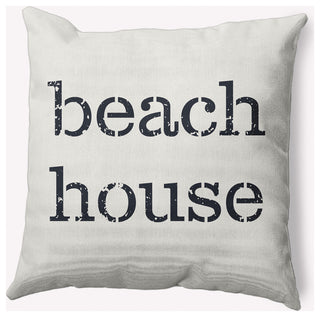 18x18" Beach House  Nautical Decorative Indoor Pillow, White
