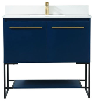 Sue 36" Single Bathroom Vanity, Blue, With Backsplash