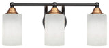 Paramount 3-Light Bath Bar, Matte Black & Brass, 4.5" White Muslin Glass