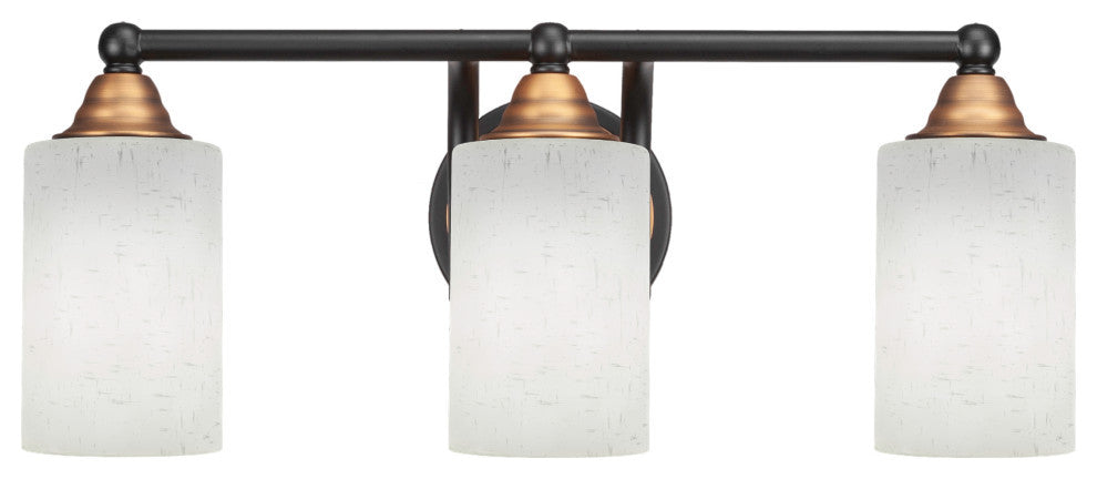 Paramount 3-Light Bath Bar, Matte Black & Brass, 4.5" White Muslin Glass