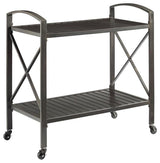 Afuera Living Contemporary Metal Outdoor Bar Cart in Oil Rubbed Bronze