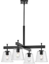 Saffert Collection Four-Light Matte Black Clear Glass Chandelier Light