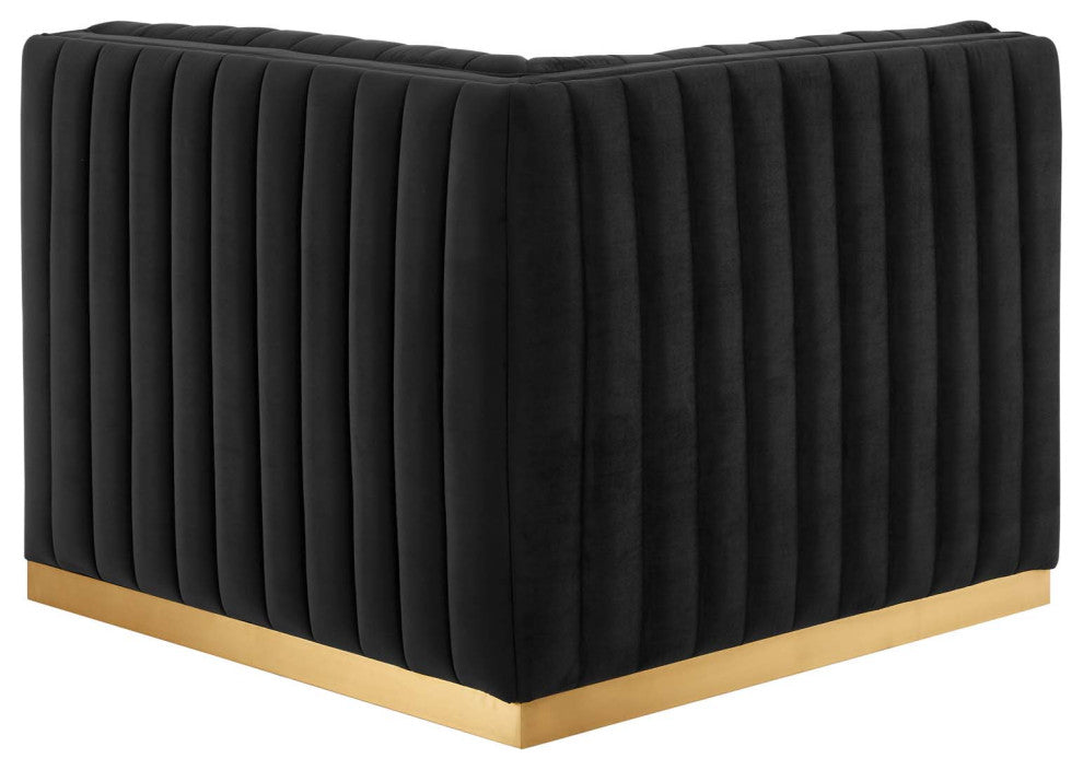 Conjure Channel Tufted Performance Velvet Left Corner Chair, Gold Black