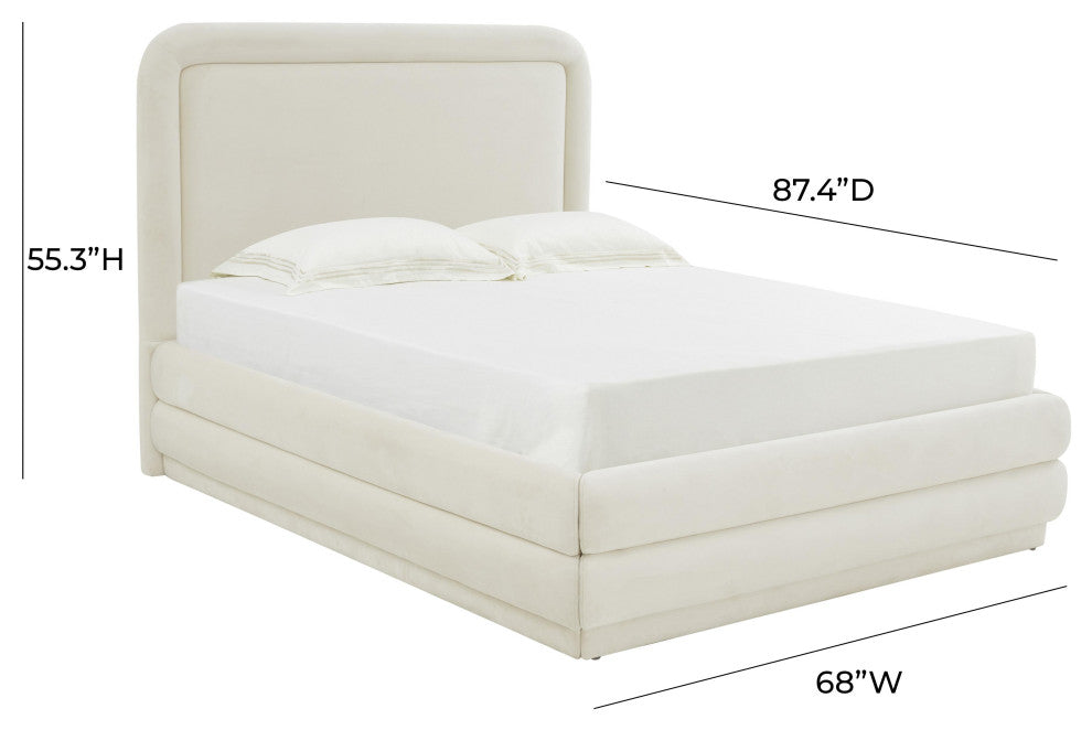 Briella Cream Velvet Bed in Queen