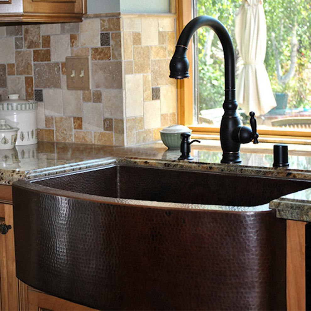 Redondeado Copper Curved Single Kitchen Sink