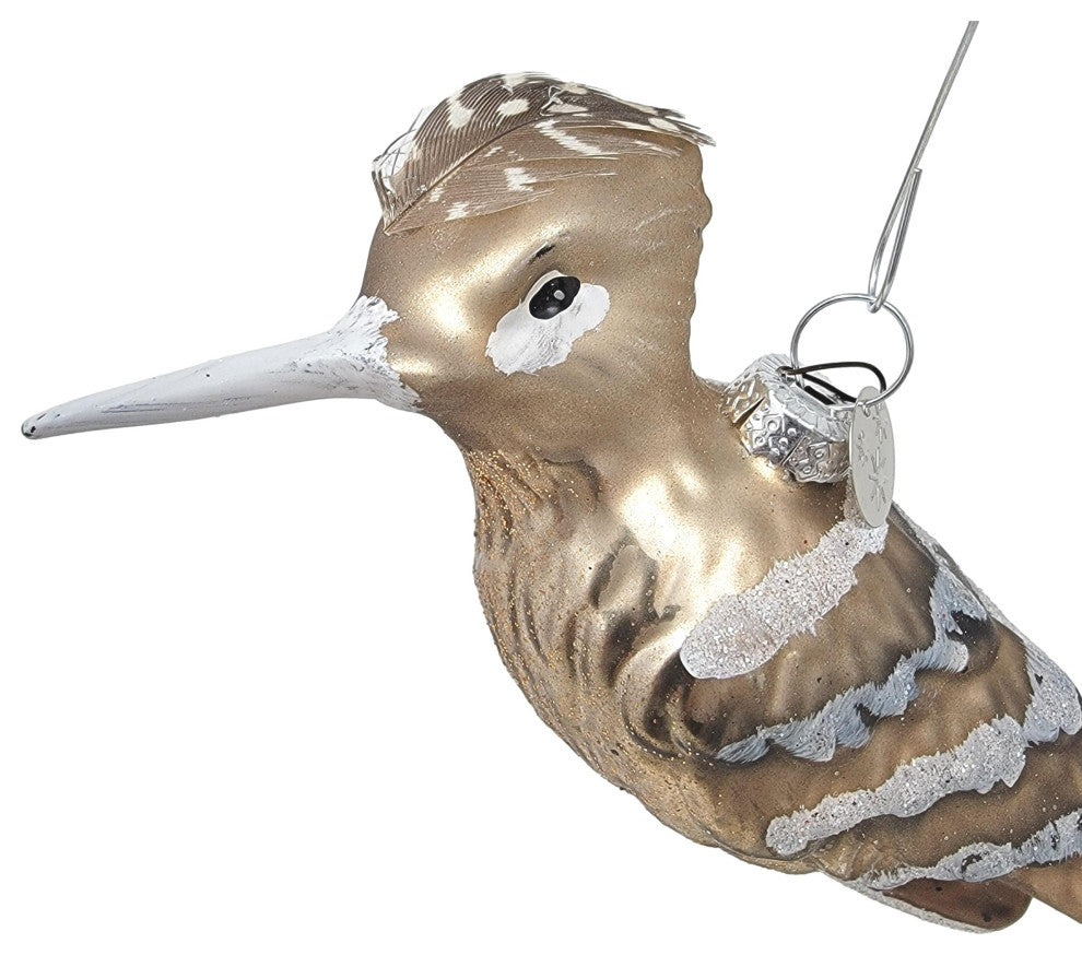 Elegant Art Glass Kingfisher Bird Ornament Bronze Gold 6 in Vintage Style