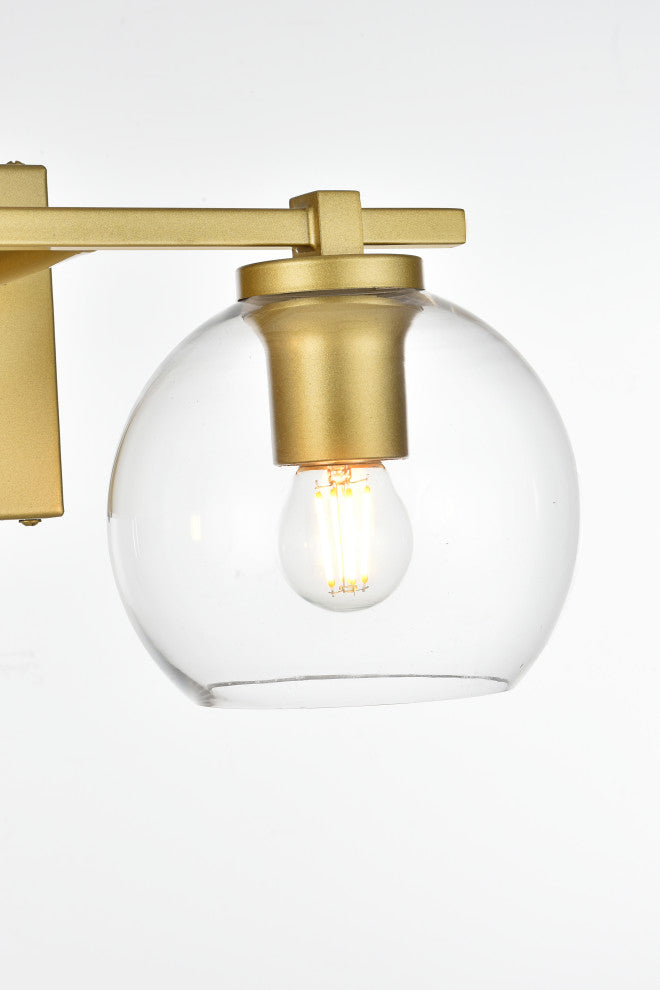 2 Light Brass And Clear Bath Sconce