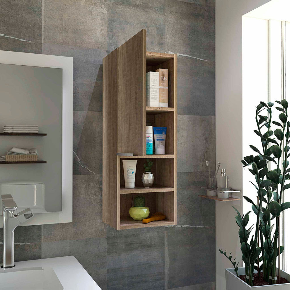 Milwaukee Medicine Cabinet with 2 Open Shelves, and 2 Inner Shelves, Light Oak