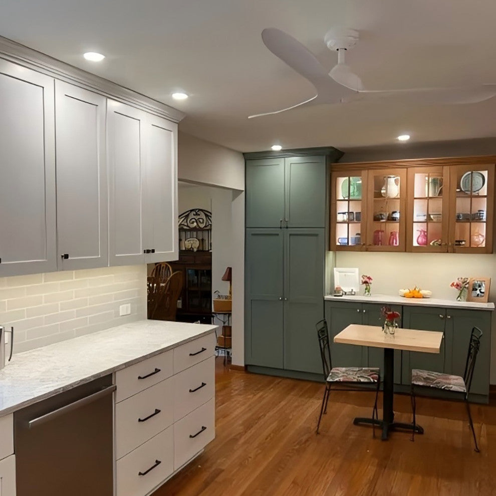 56" Modern Propeller Ceiling Fan with Remote Control and DC Reversible Motor, White