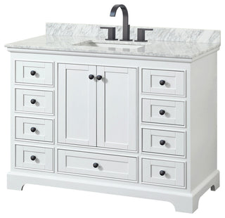 Wyndham Collection WCS202048SCMUNSMXX Deborah 48" - Dark Gray / White Carrara
