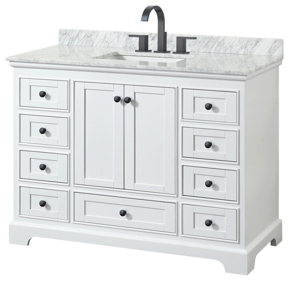 Wyndham Collection WCS202048SCMUNSMXX Deborah 48" - Dark Gray / White Carrara