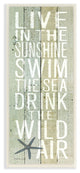 Live In the Sunshine Starfish Planked Look Wall Plaque Art, 7"x17"