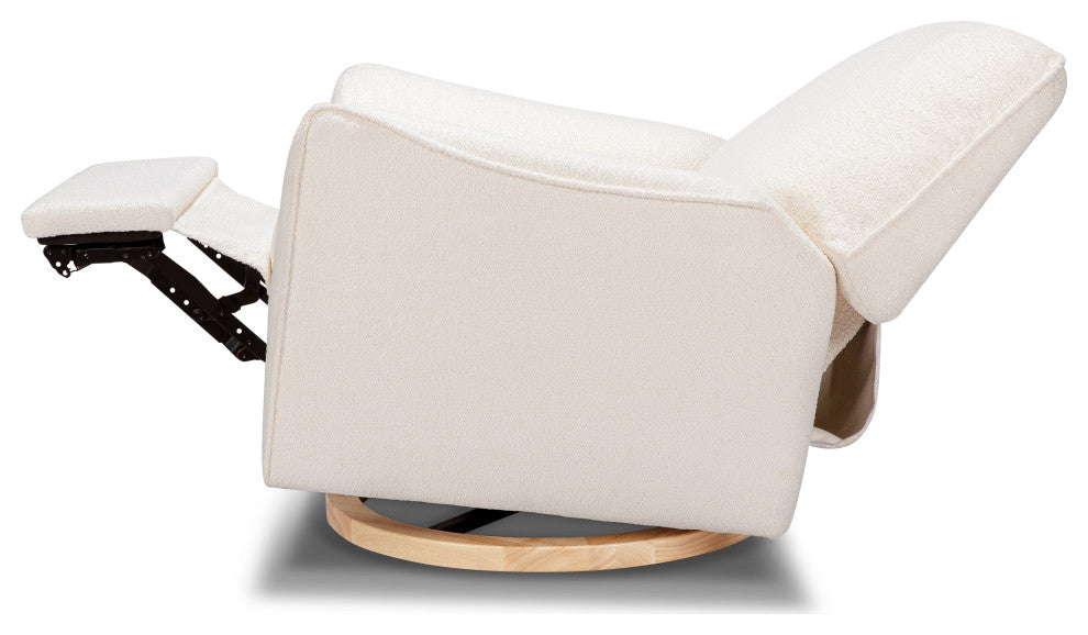 Sunday Power Recliner and Swivel Glider, Chantilly Fleece With Light Wood Base