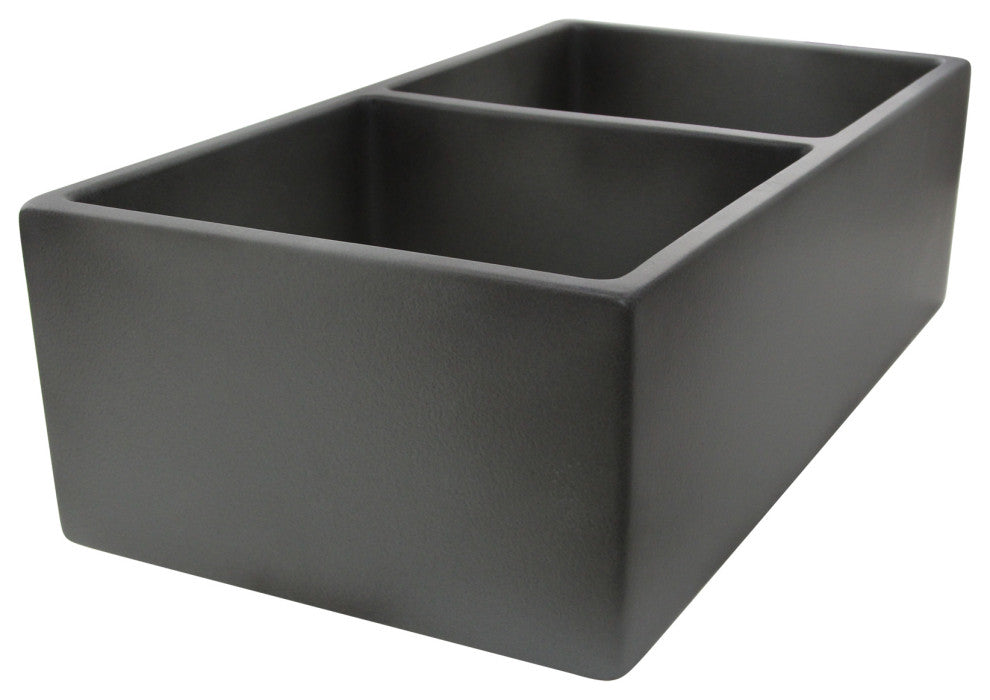 Nantucket Sinks Double Bowl Farmhouse Fireclay Sink, Concrete